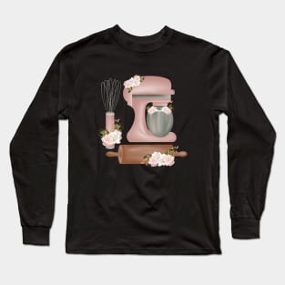 Pink Floral Baking Long Sleeve T-Shirt